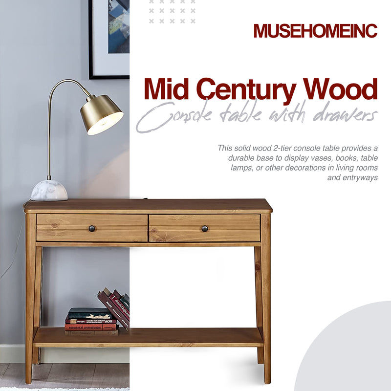 MUSEHOMEINC California Mid Century Wood Console Table with Drawers (Used)