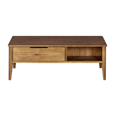 MUSEHOMEINC Mid Century Modern Rectangular Coffee Table with Drawer, Honey Brown - VMInnovations