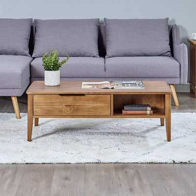 MUSEHOMEINC Mid Century Modern Rectangular Coffee Table with Drawer (Open Box) - VMInnovations