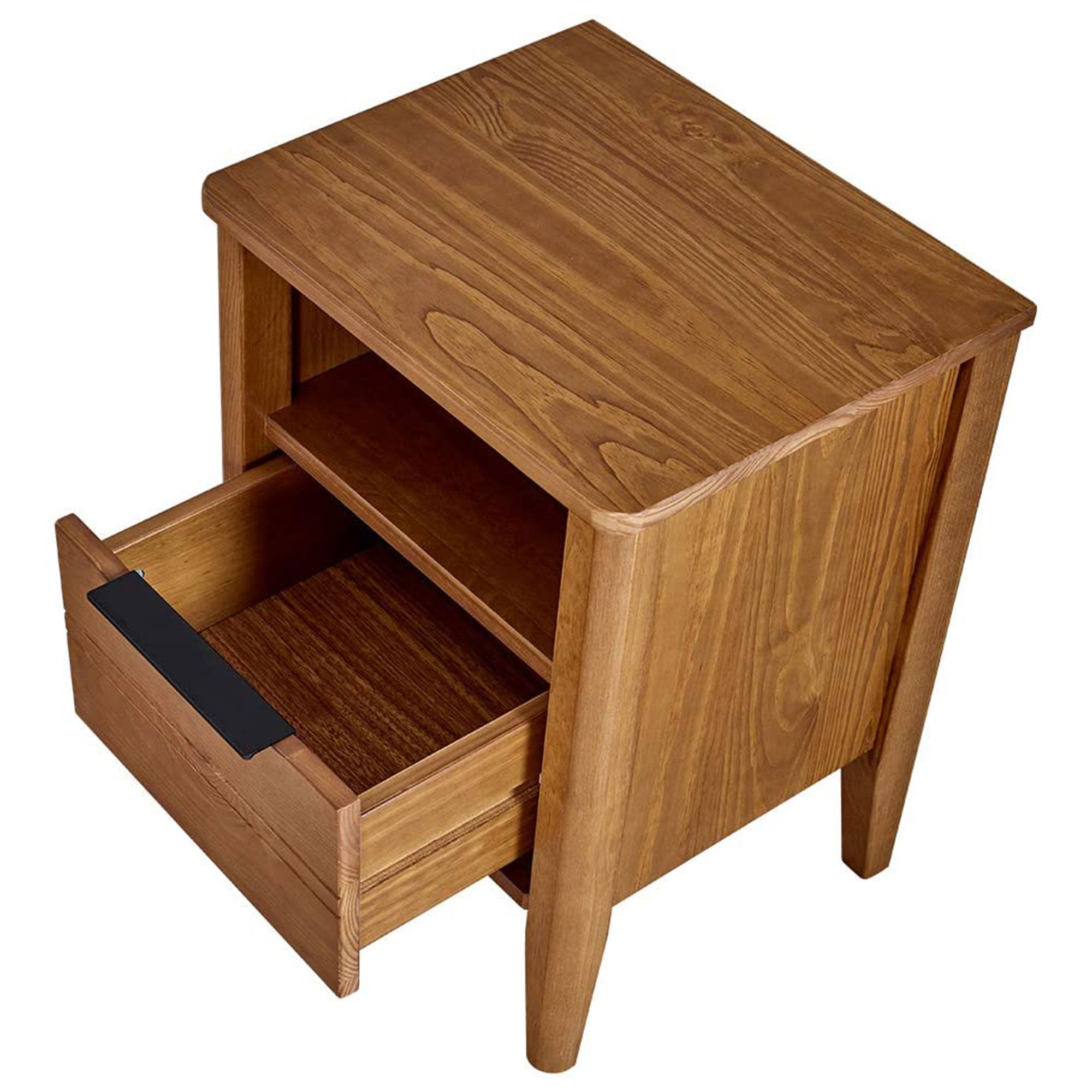 MUSEHOMEINC California Classic 1 Drawer Nightstand End Table, Honey Brown (Used) - VMInnovations