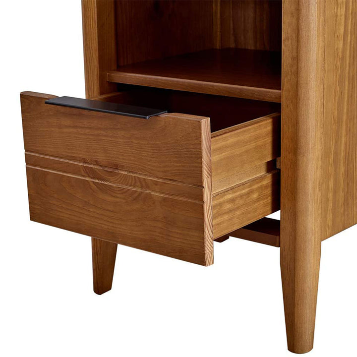 MUSEHOMEINC California Classic 1 Drawer Wooden Nightstand End Table, Honey Brown