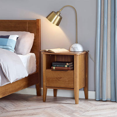 MUSEHOMEINC California Classic 1 Drawer Nightstand End Table, Honey Brown (Used) - VMInnovations