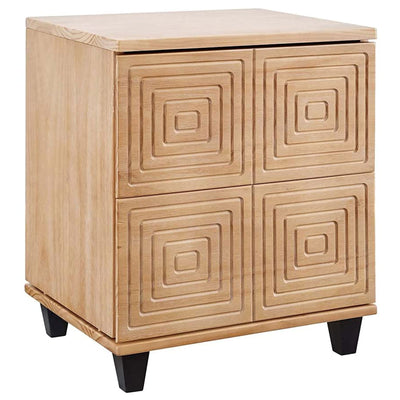 MUSEHOMEINC Modern 2 Drawer Geometric Solid Wood Bedroom Nightstand End Table