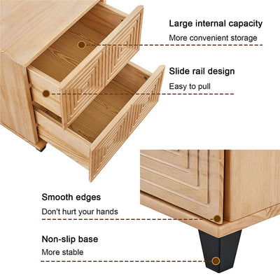 MUSEHOMEINC Modern 2 Drawer Geometric Solid Wood Bedroom Nightstand End Table
