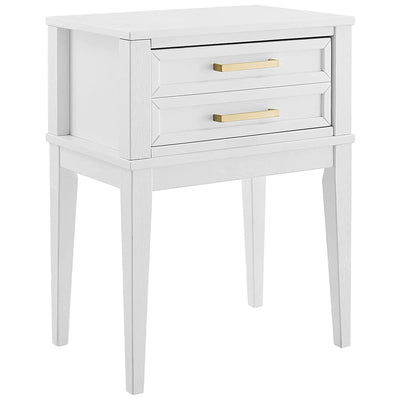 MUSEHOMEINC Mid Century Modern 2 Drawer Solid Wood Nightstand End Table, White - VMInnovations