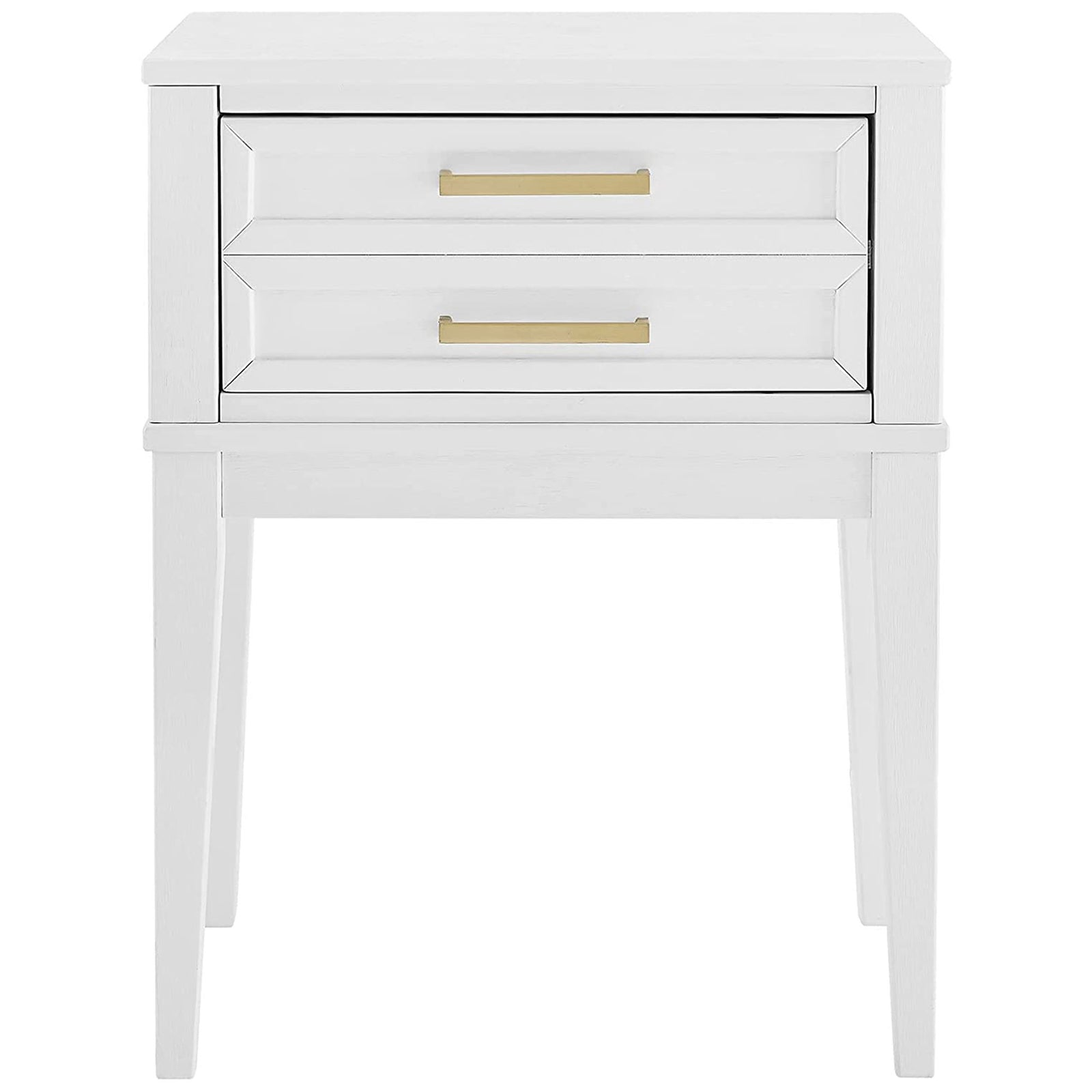 MUSEHOMEINC Mid Century Modern 2 Drawer Solid Wood Nightstand End Table, White - VMInnovations