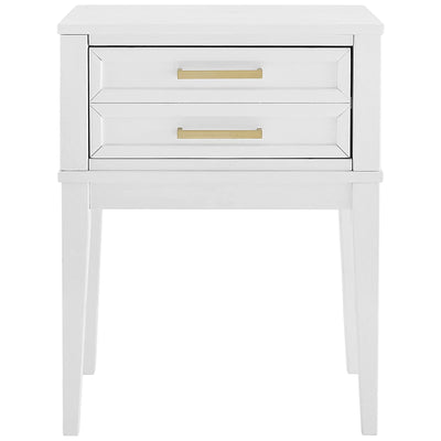 MUSEHOMEINC Mid Century Modern 2 Drawer Solid Wood Nightstand End Table, White - VMInnovations