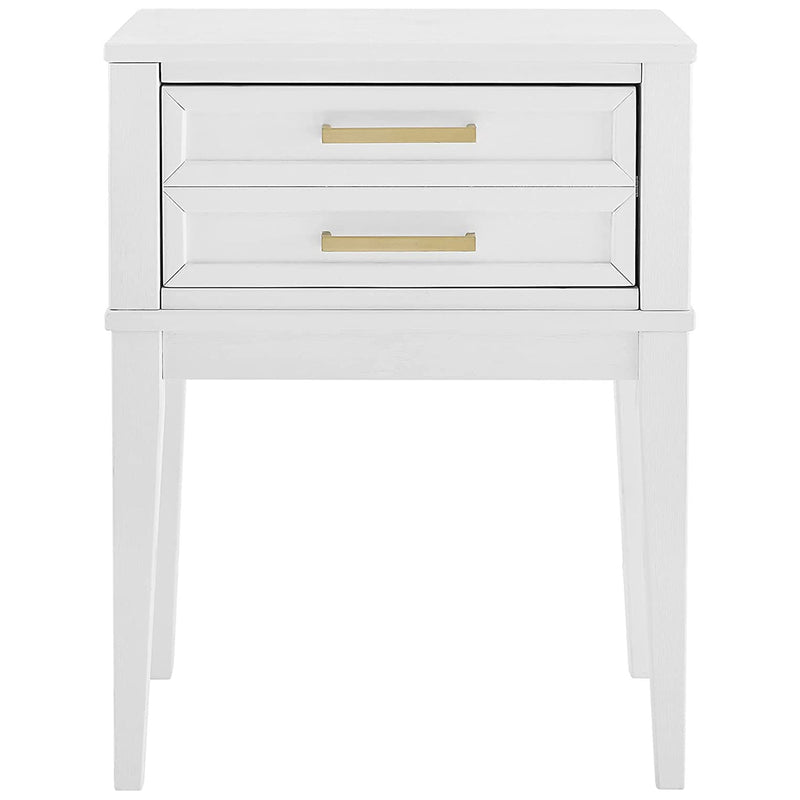 MUSEHOMEINC Mid Century Modern 2 Drawer Nightstand End Table, White (Used)