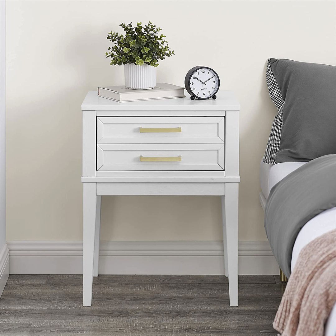 MUSEHOMEINC Mid Century Modern 2 Drawer Solid Wood Nightstand End Table, White