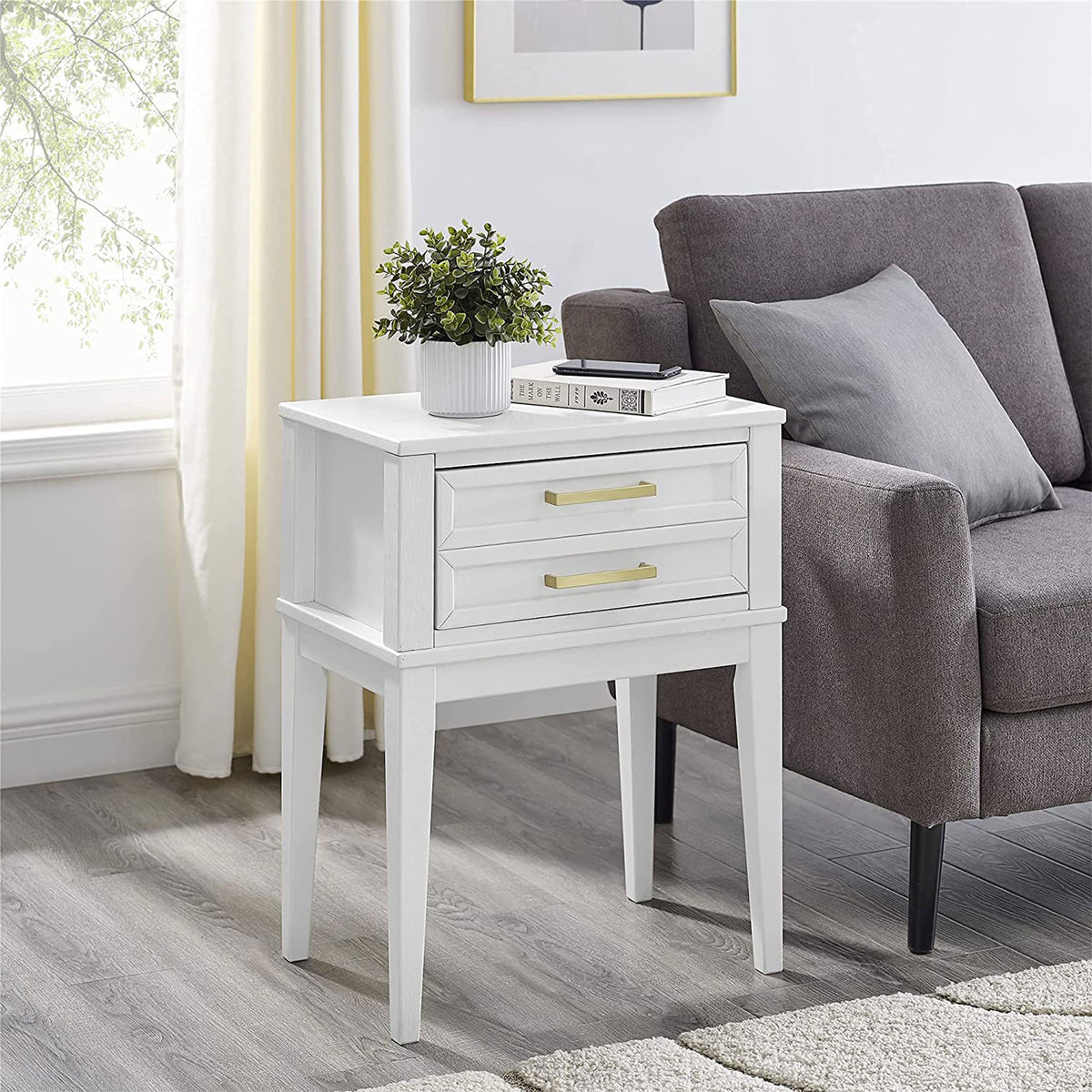 MUSEHOMEINC Mid Century Modern 2 Drawer Solid Wood Nightstand Table (Open Box) - VMInnovations