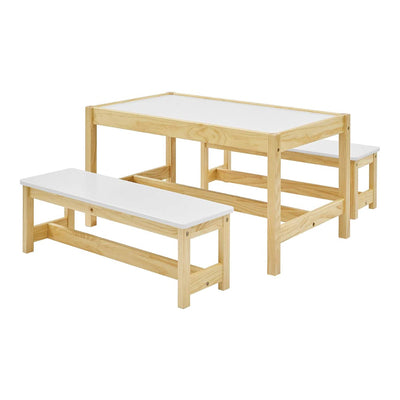 MUSEHOMEINC Wooden 3 In 1 Kids Activity Play Table and Bench Chair Set(Open Box) - VMInnovations