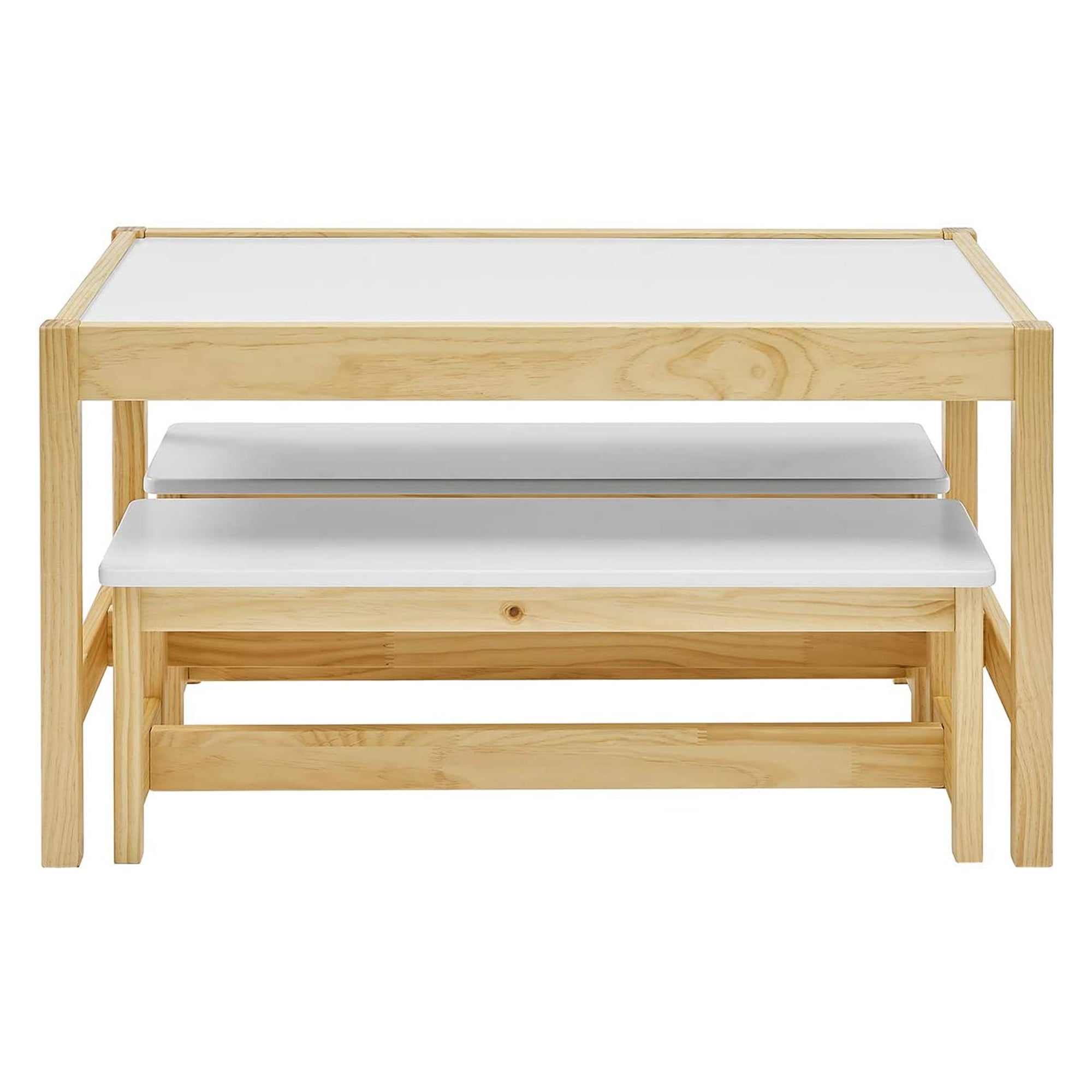 MUSEHOMEINC Wooden 3 In 1 Kids Activity Play Table and Bench Chair Set(Open Box) - VMInnovations