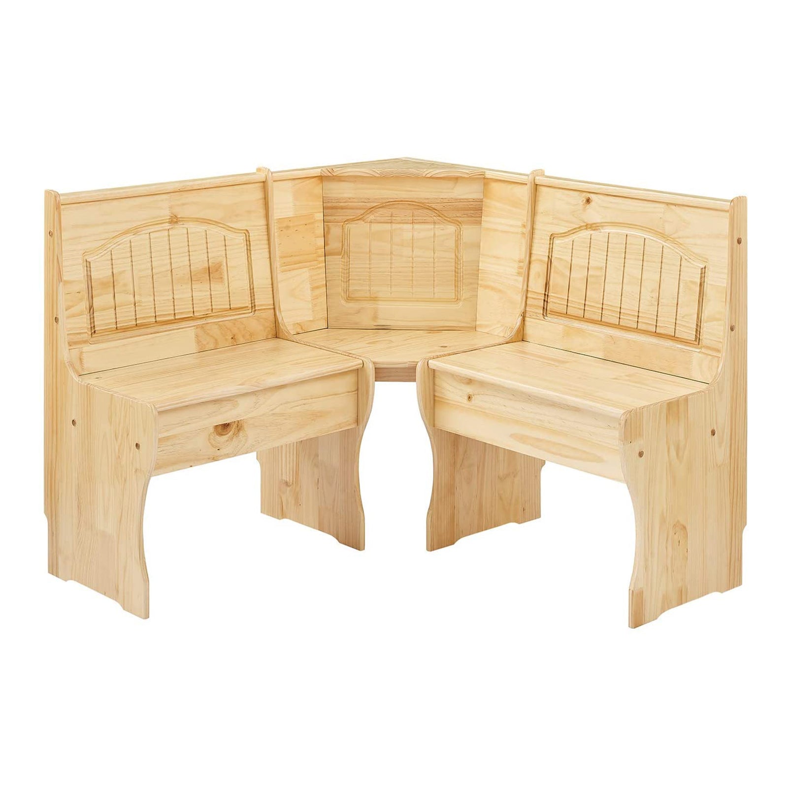MUSEHOMEINC Traditional 3 Piece Solid Wood Nook Dining Table Set w/Bench, Nature - VMInnovations