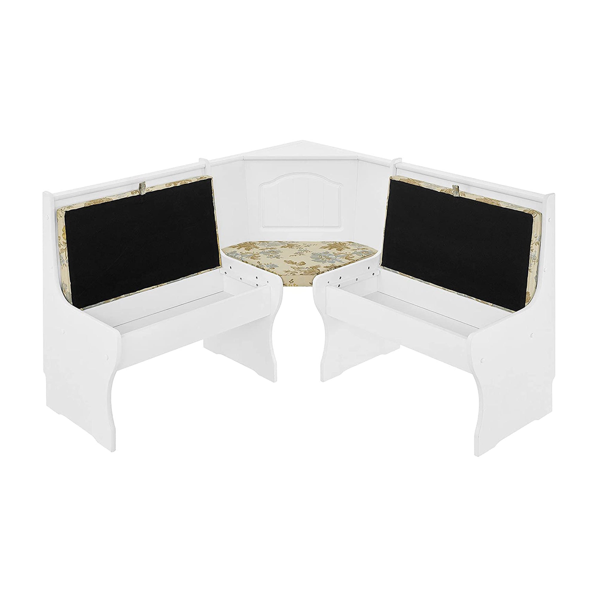 MUSEHOMEINC Traditional 3 Piece Solid Wood Nook Dining Table Set w/ Bench, White - VMInnovations