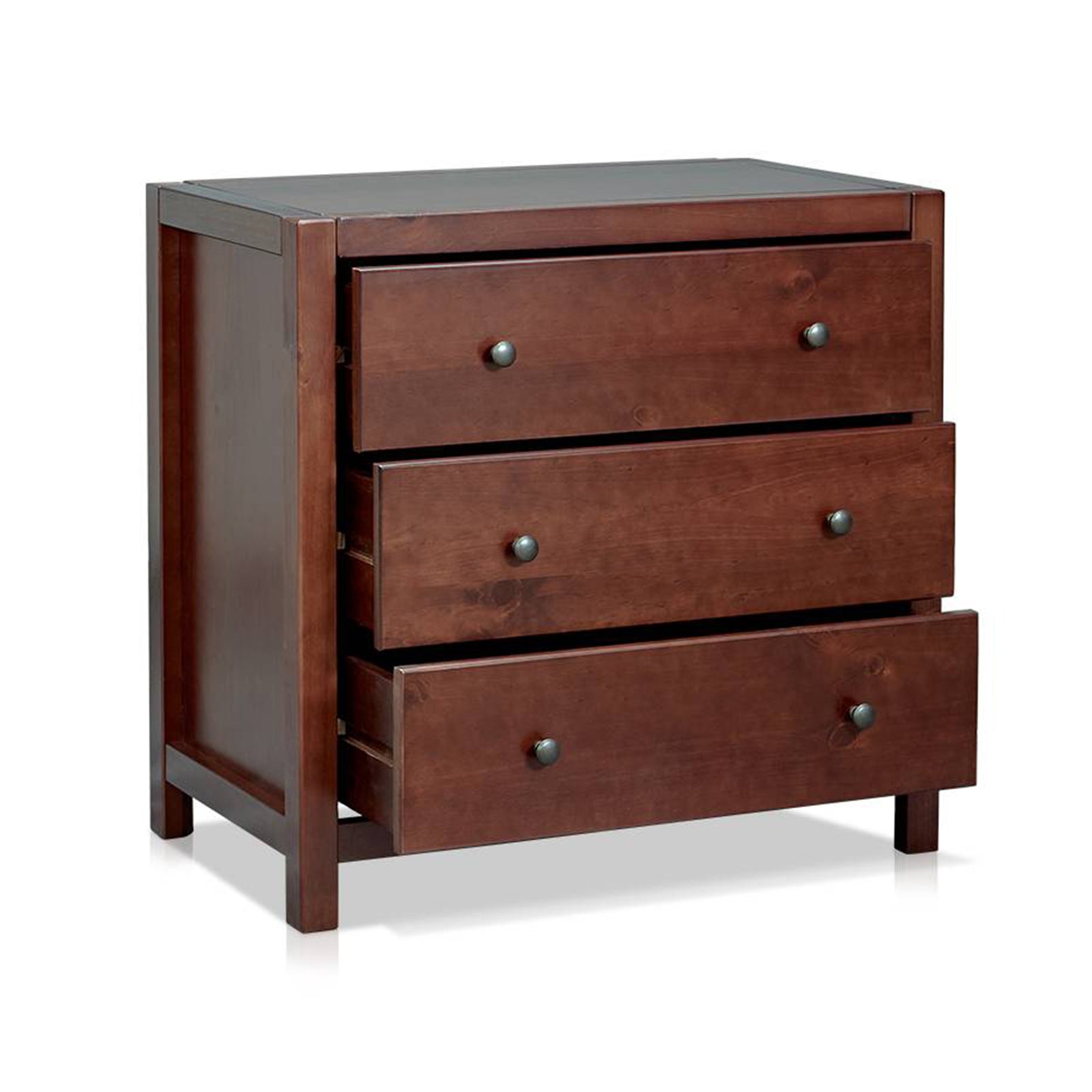 MUSEHOMEINC Rustic Solid Wood 3 Drawer Storage Dresser Nightstand, (Open Box) - VMInnovations