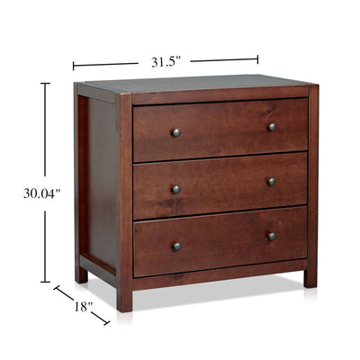 MUSEHOMEINC Rustic Solid Wood 3 Drawer Storage Dresser Nightstand, (Open Box)