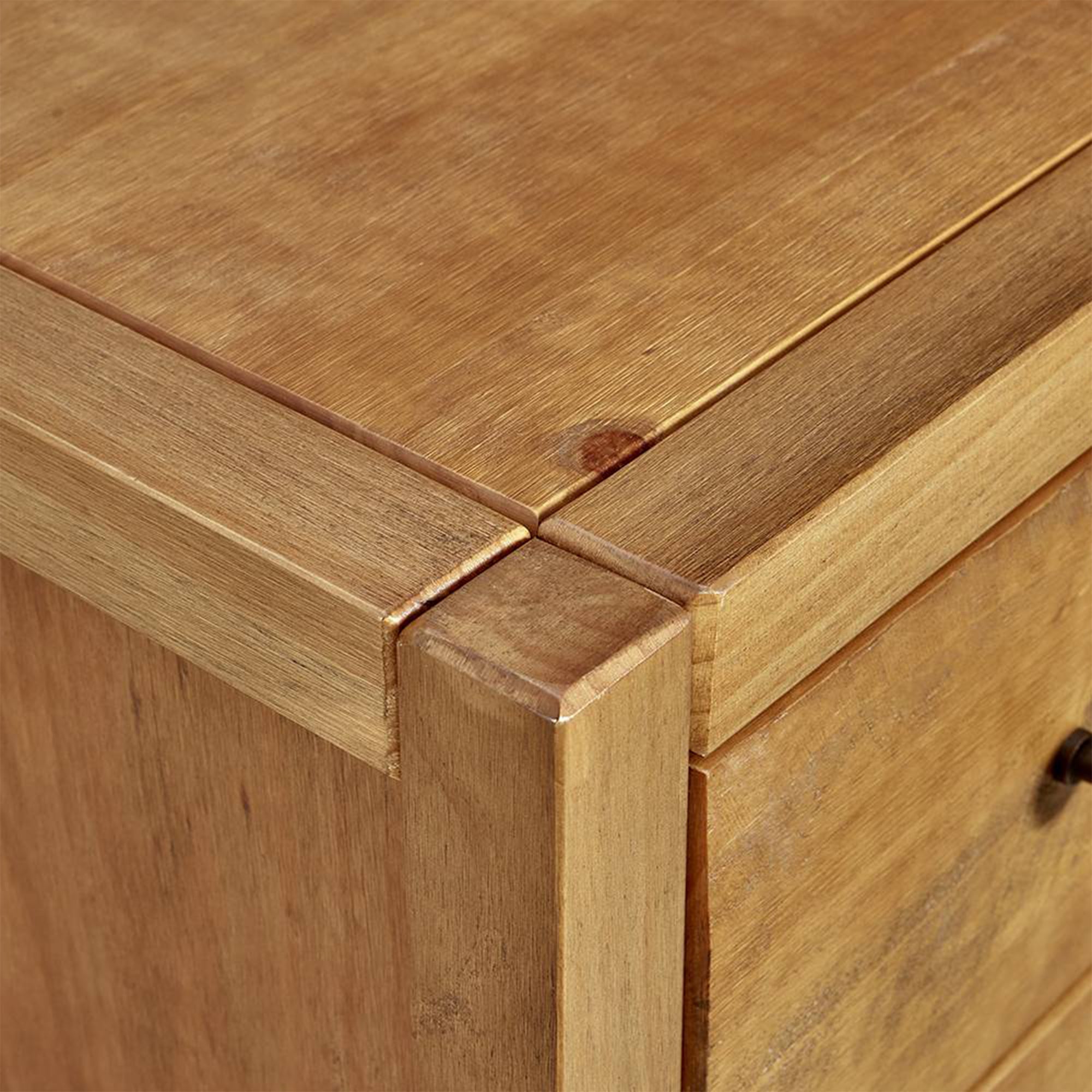 MUSEHOMEINC Rustic Style Wooden 3 Drawer Storage Dresser Nightstand, Oak Finish - VMInnovations