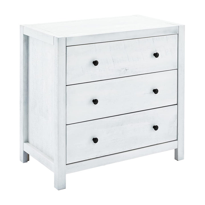MUSEHOMEINC Solid Wood 3 Drawer Storage Nightstand,White Washed(For Parts)