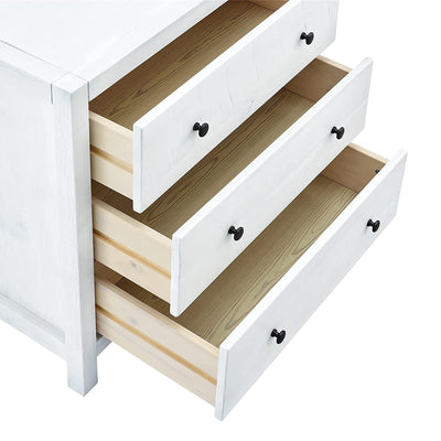 MUSEHOMEINC Rustic Solid Wood 3 Drawer Storage Dresser Nightstand (Used) - VMInnovations