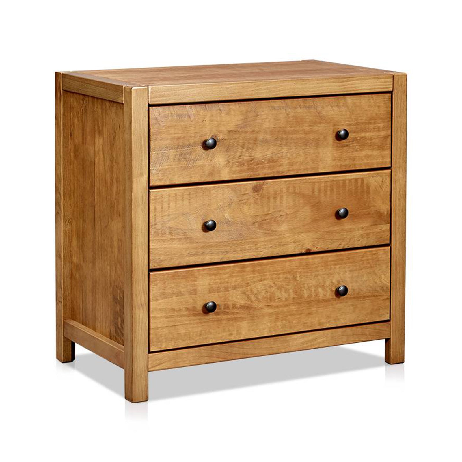 MUSEHOMEINC Rustic Style Wooden 3 Drawer Storage Dresser Nightstand, Oak Finish - VMInnovations