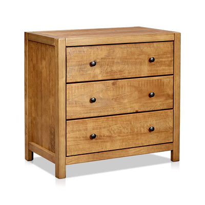 MUSEHOMEINC Rustic Style Wooden 3 Drawer Storage Dresser Nightstand, Oak Finish - VMInnovations