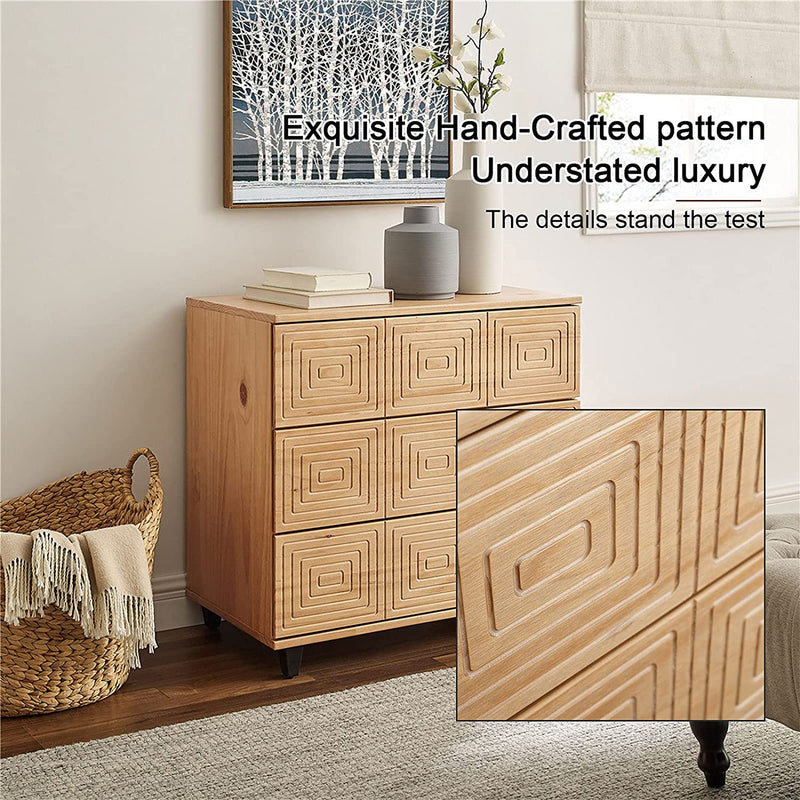 MUSEHOMEINC Solid Wood 3 Drawer Dresser Nightstand Chest of Drawers (Open Box)