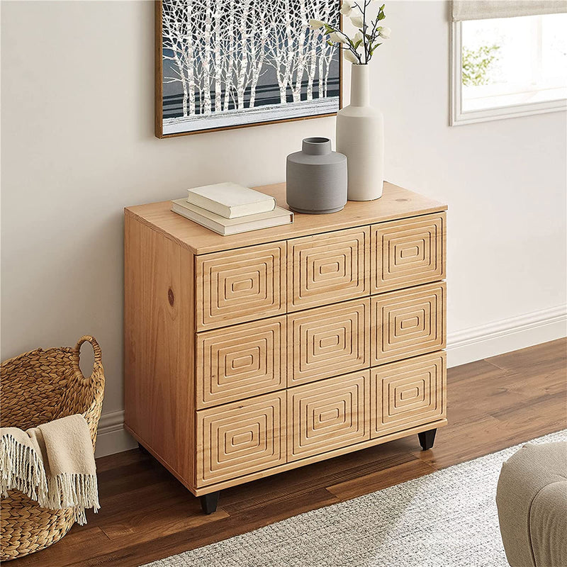 MUSEHOMEINC Solid Wood 3 Drawer Dresser Nightstand Chest of Drawers (Open Box)