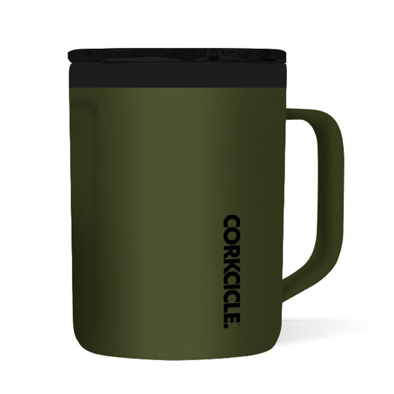 Corkcicle 16o Ounce Coffee Mug Stainless Steel Cup, Matte Olive (Open Box)