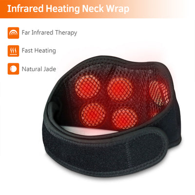 UTK Jade Stone Far Infrared Adjustable Heating Neck Wrap with Remote and Pouch