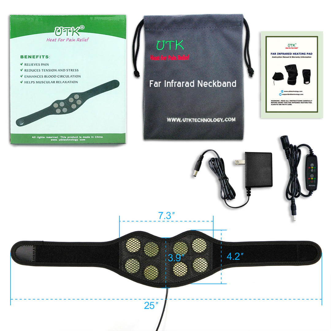UTK Jade Stone Far Infrared Adjustable Heating Neck Wrap, Remote&Pouch(Open Box)
