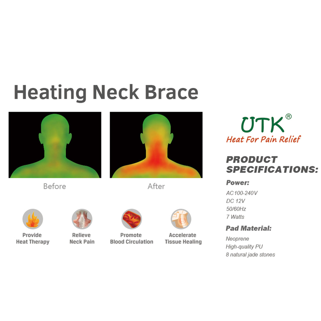 UTK Jade Stone Far Infrared Adjustable Heating Neck Wrap, Remote&Pouch(Open Box)