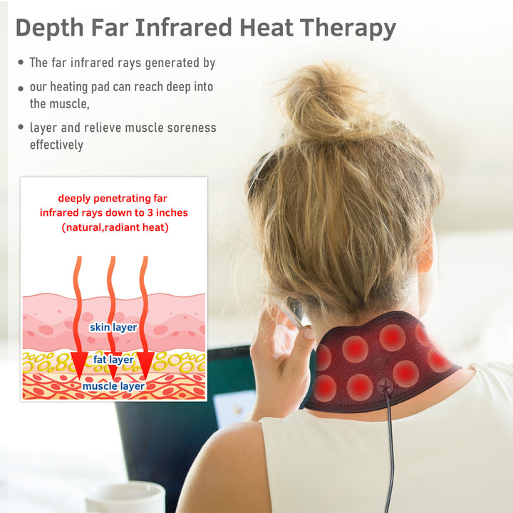 UTK Jade Stone Far Infrared Adjustable Heating Neck Wrap, Remote&Pouch(Open Box)