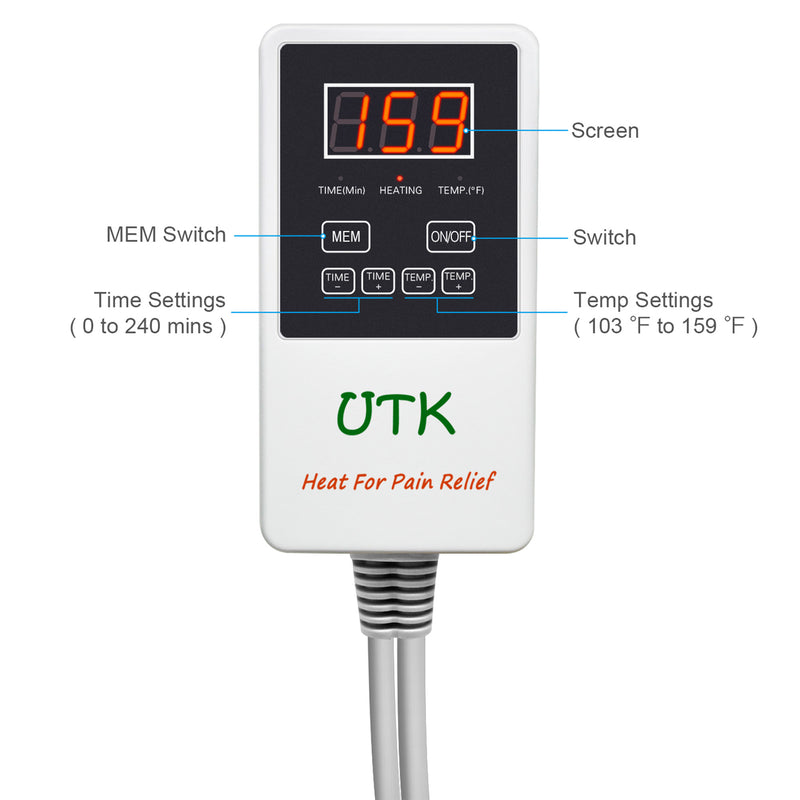 UTK 24" x 70" Tourmaline Stone Infrared Pain Relief Heating Mat w/ Remote, Gray