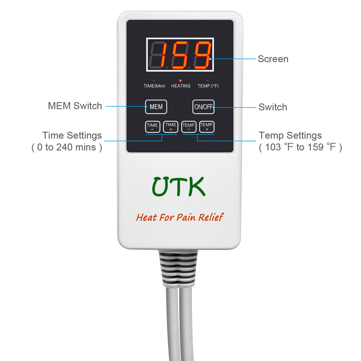 UTK 24x70In Tourmaline Stone Infrared Pain Relief Heating w/Remote, Gray (Used) - VMInnovations