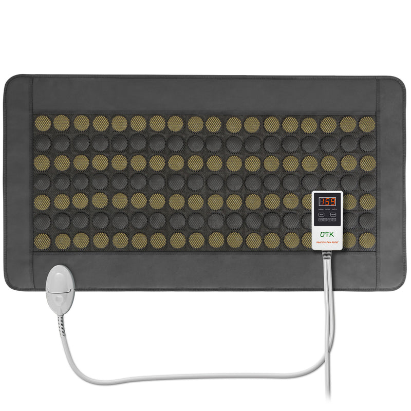 UTK 21" x 38" Tourmaline Stone Infrared Pain Relief Heating Mat w/ Remote, Black