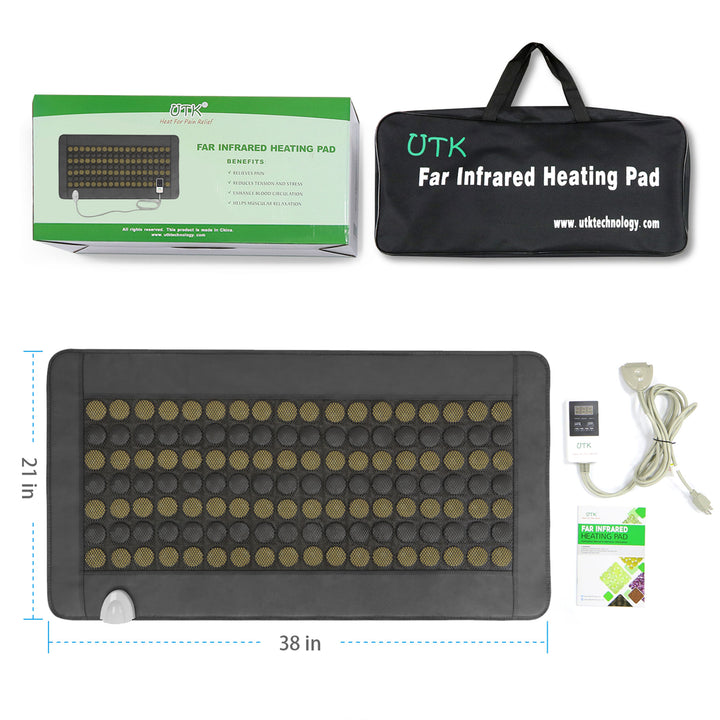 UTK 21"x38" Tourmaline Stone Infrared Pain Relief Heating Mat w/Remote(Open Box)