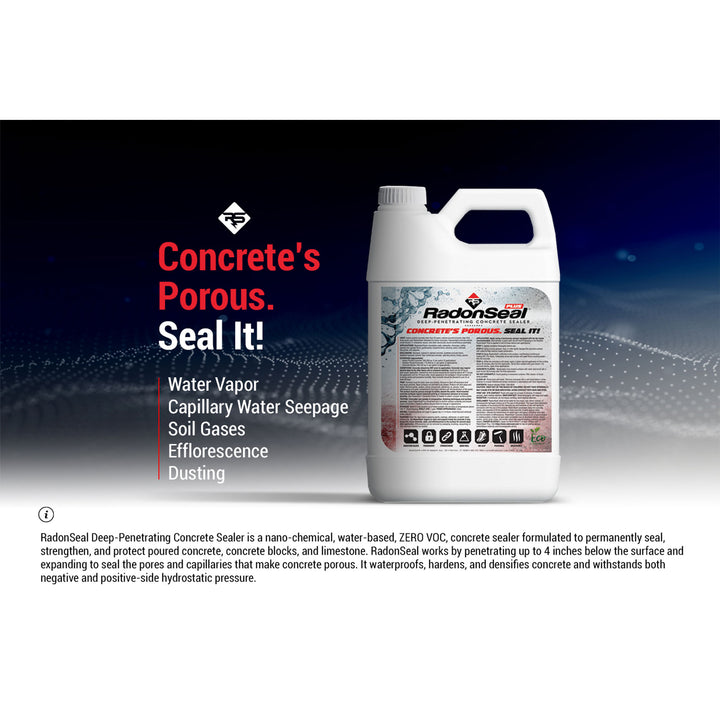 RadonSeal Plus Outdoor/Indoor Concrete Penetrating Protectant Sealer, 5 Gallon