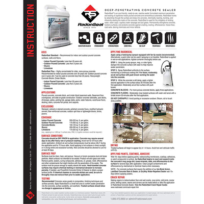 RadonSeal Plus Outdoor/Indoor Concrete Penetrating Protectant Sealer, 5 Gallon