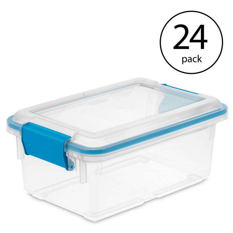 Sterilite 7.5 Quart Clear Plastic Home Storage Box with Latching Lids, (24 Pack)