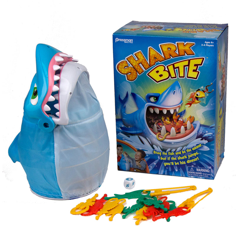 Pressman Shark Bite Fishing Game with Goliath Dragon Snacks Memory Game Sets