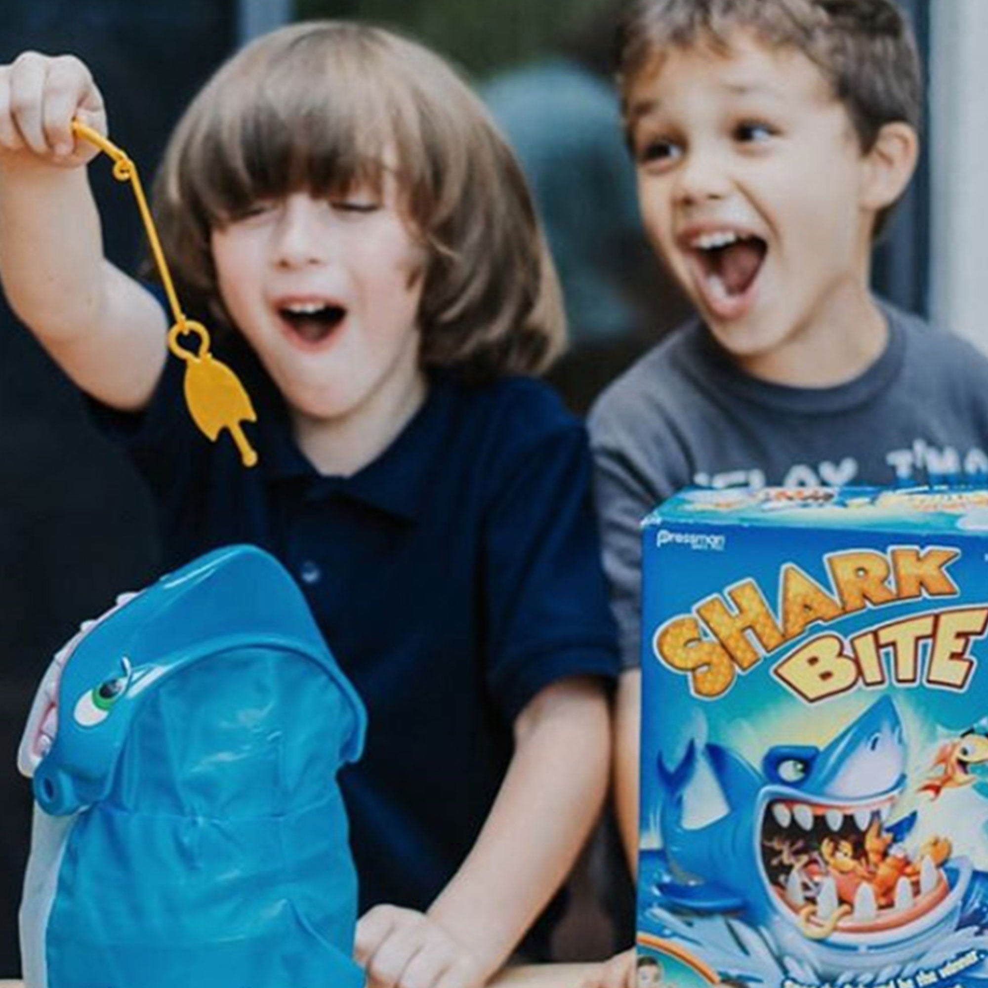 Pressman Shark Bite Fishing Game with Goliath Dragon Snacks Memory Game Sets