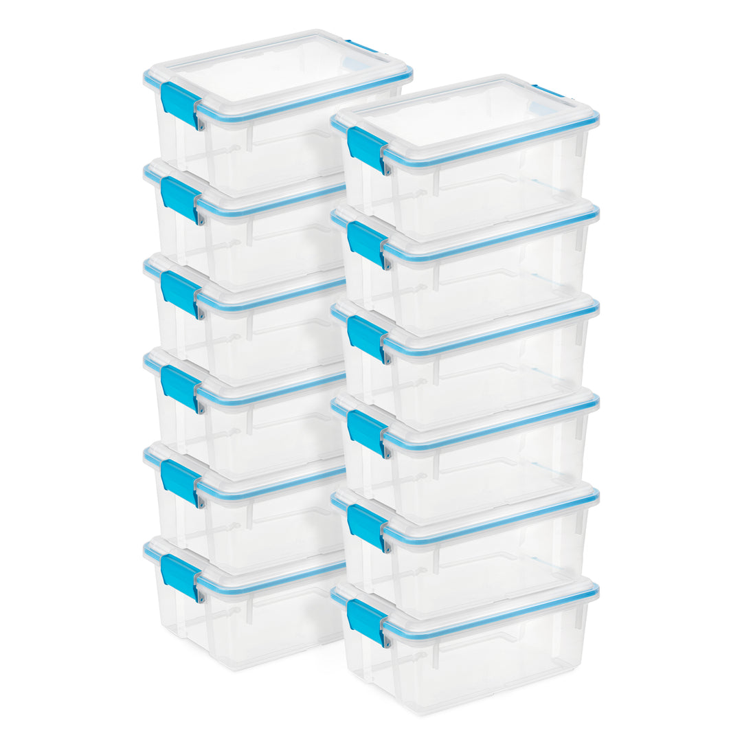 Sterilite 12 Qt Plastic Storage Bin Container Clear Gasket Sealed Box, (12 Pack)