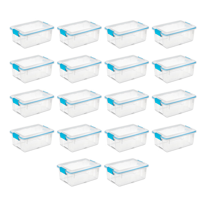 Sterilite 12 Qt Plastic Storage Bin Container Clear Gasket Sealed Box, (18 Pack)