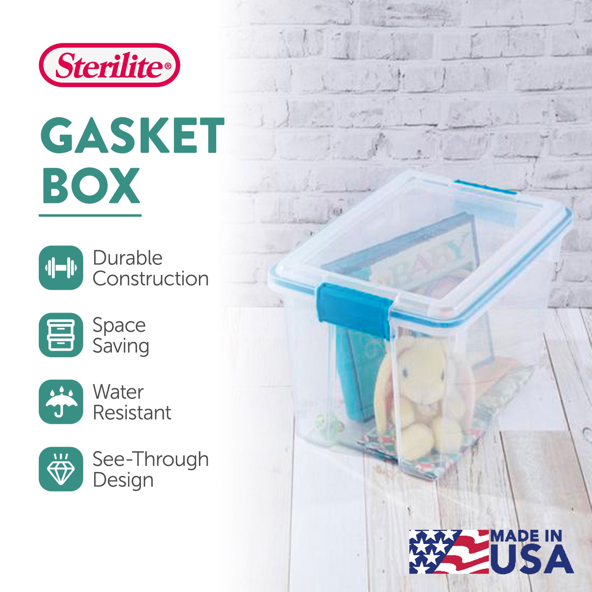 Sterilite Large 20 Qt Home Storage Container Tote with Latching Lids, (18 Pack)