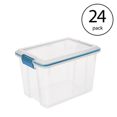 Sterilite Large 20 Qt Home Storage Container Tote with Latching Lids, (24 Pack)