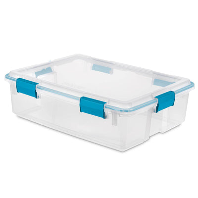 Sterilite 37 Qt Clear Plastic Home Storage Tote Bin with Secure Lids, (16 Pack)
