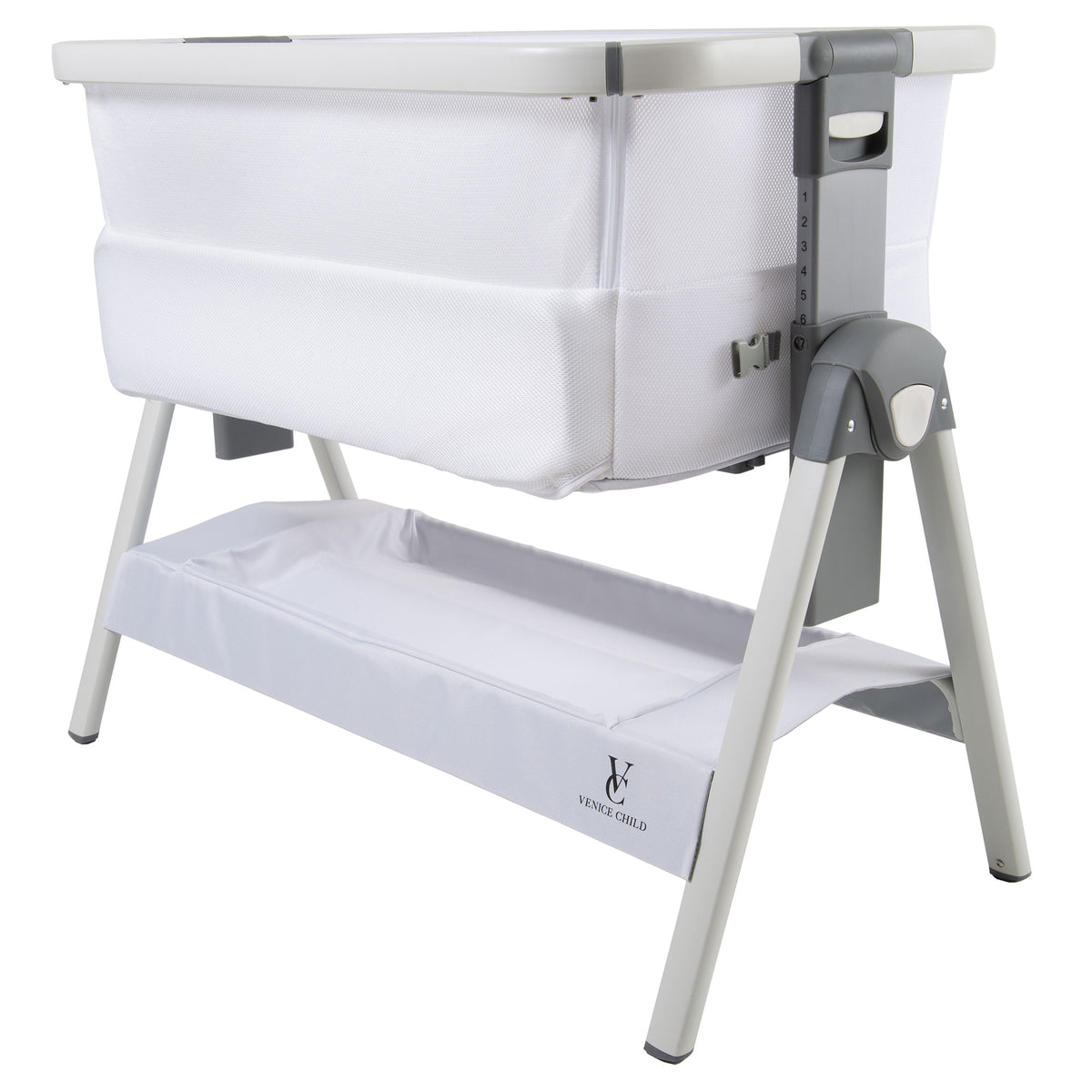 Venice Child California Dreaming Portable Lockable Bedside Bassinet Crib, White - VMInnovations