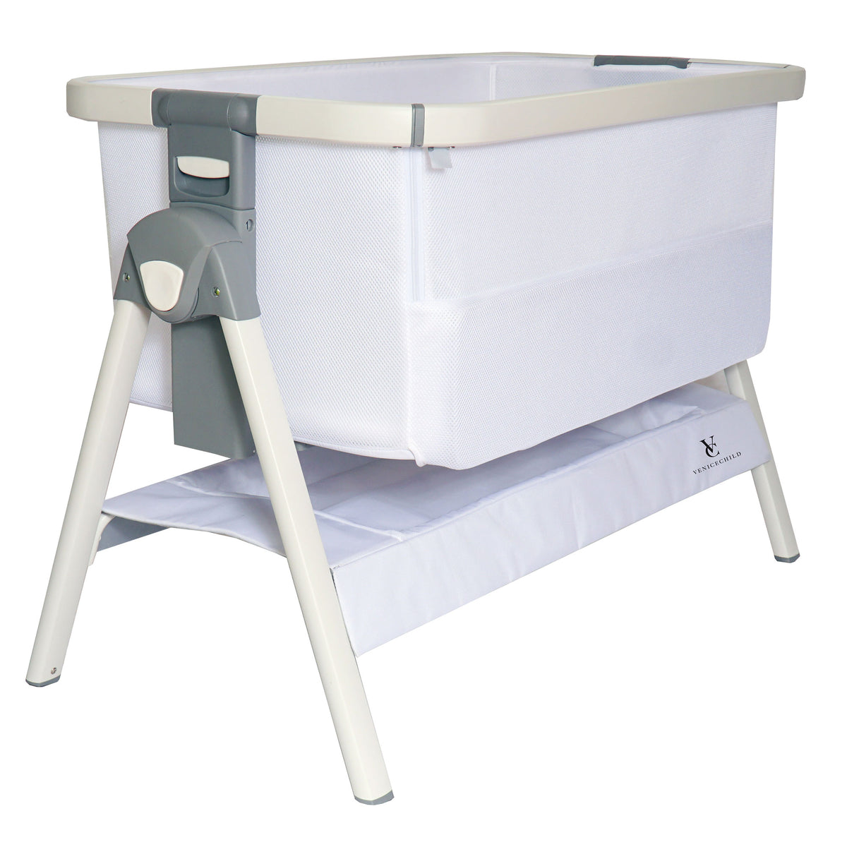 Venice Child California Dreaming Portable Lockable Bedside Bassinet Crib, White - VMInnovations