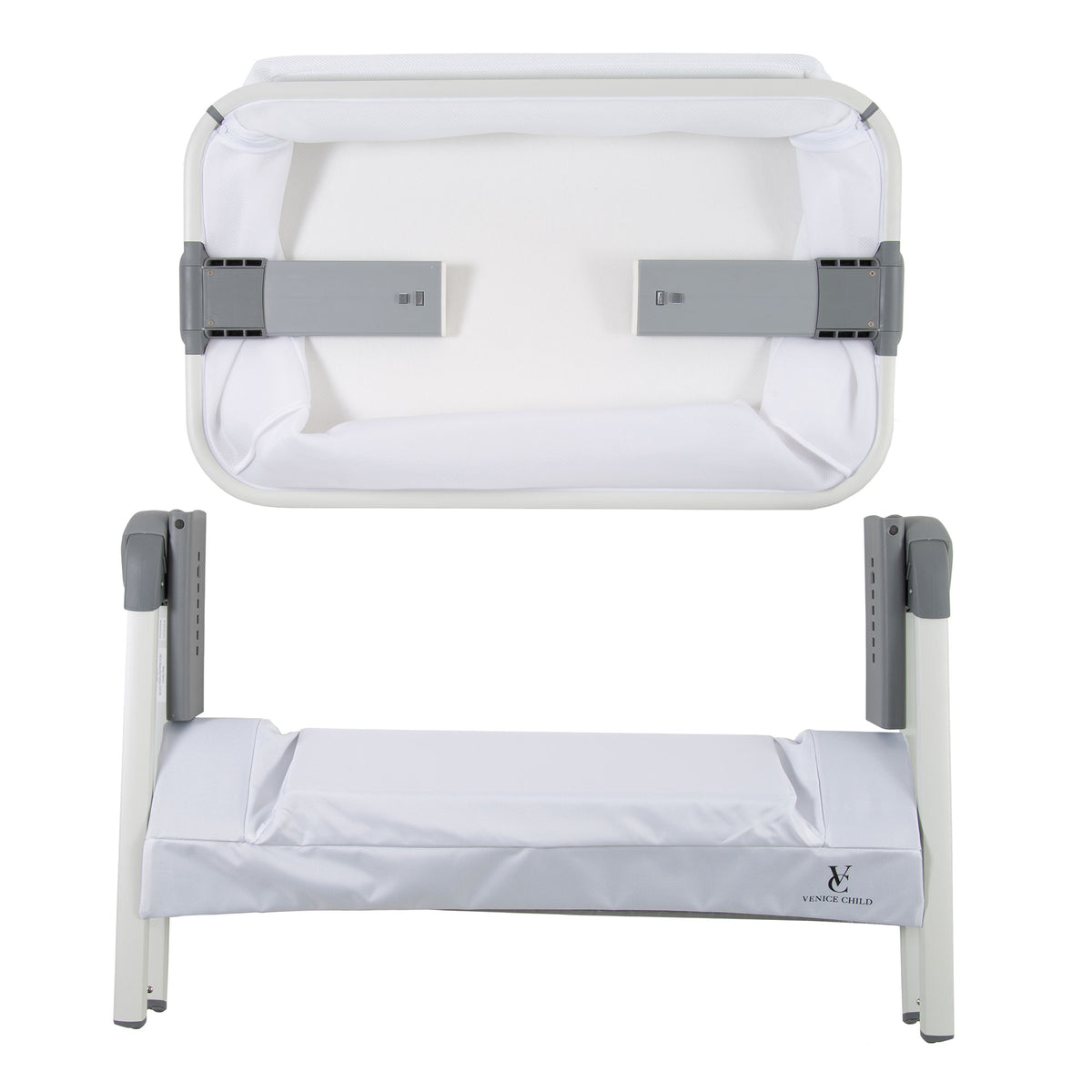 Venice Child California Dreaming Portable Lockable Bedside Bassinet Crib, White - VMInnovations