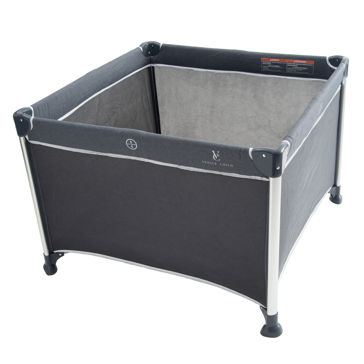 Venice Child Daydreamer Playpen Portable Bassinet & Beside Sleeper Playard, Gray - VMInnovations